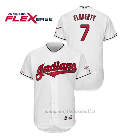 Maglia Baseball Uomo Cleveland Indians Ryan Flaherty 150th Aniversario Patch 2019 All Star Game Flex Base Bianco